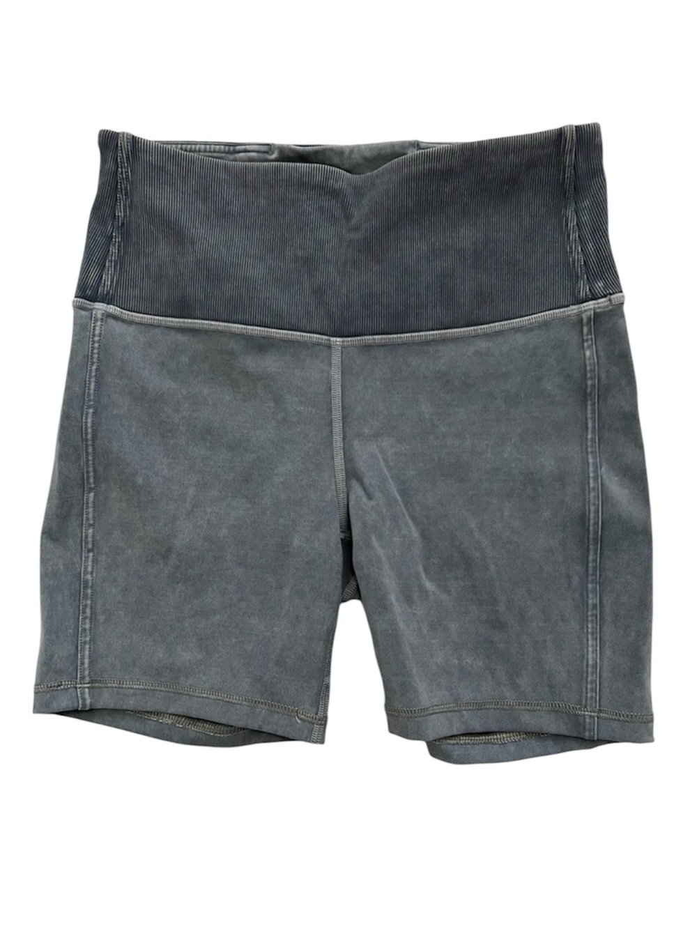 EUC Lululemon Ribbed High Waist Athletic Bike Shorts Gray Blue Size 6